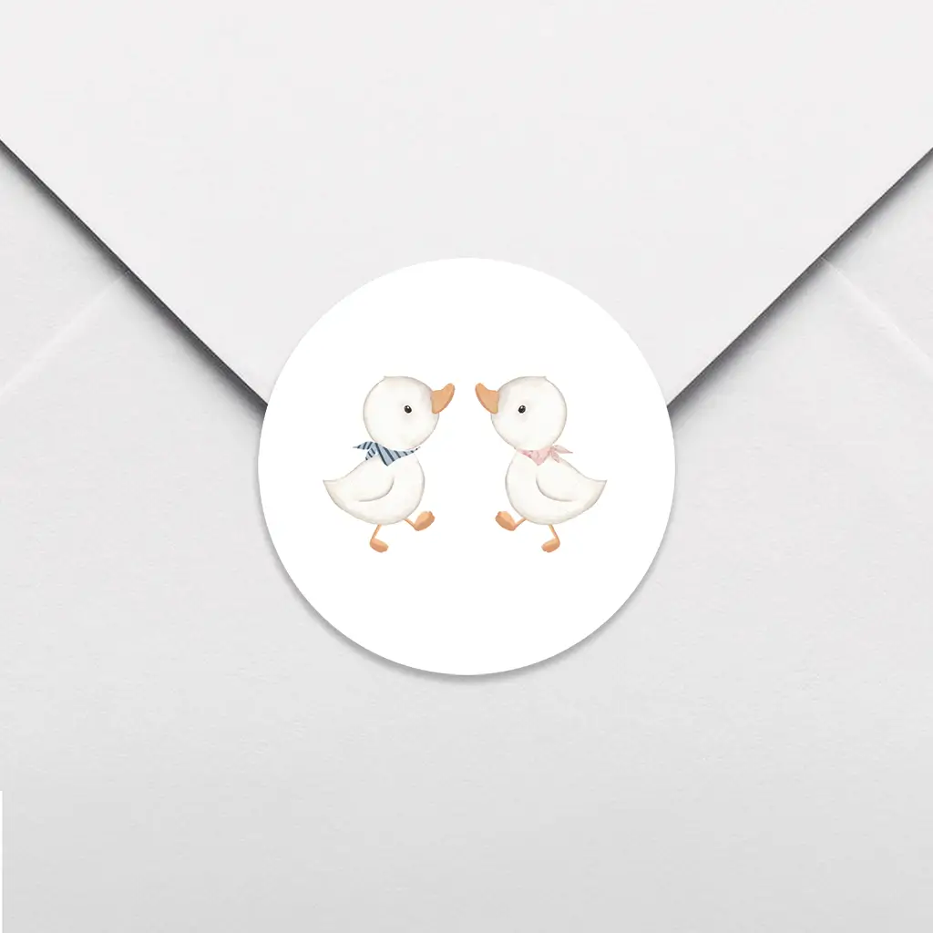 Sluitsticker tweeling met eendjes - per 25 stuks