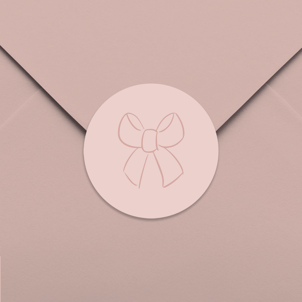 Roze sluitstickers met afbeelding van een strikje