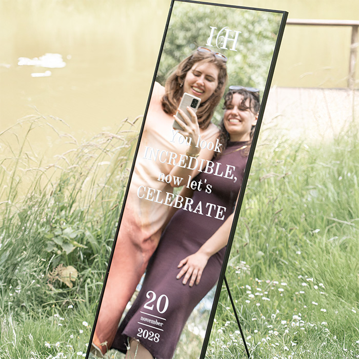 Sticker voor spiegel bruiloft met leuke quote