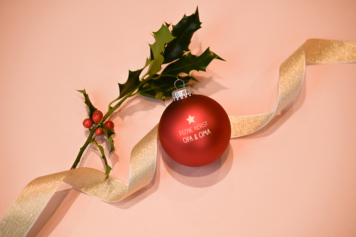 Glazen kerstbal fijne kerst