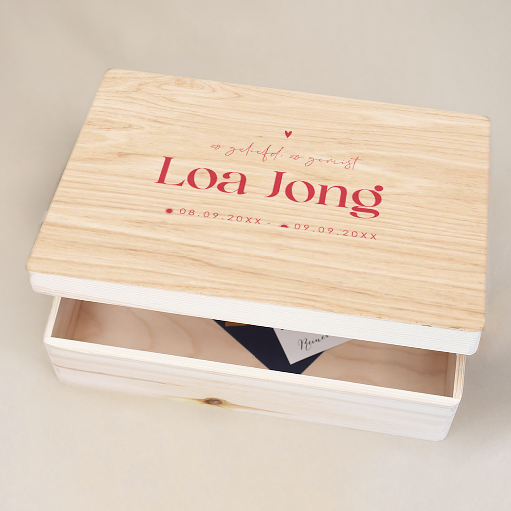 Memorybox baby overlijden | Houten herinneringskist met naam