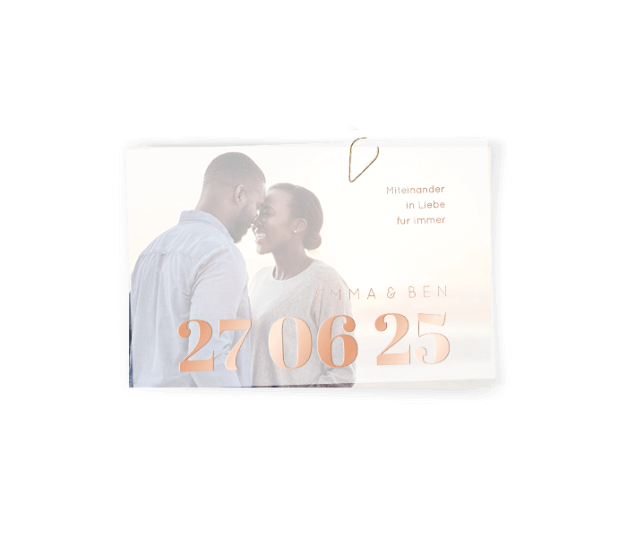 Hochzeitskarte mit grossem Foto und optionalem Deckblatt