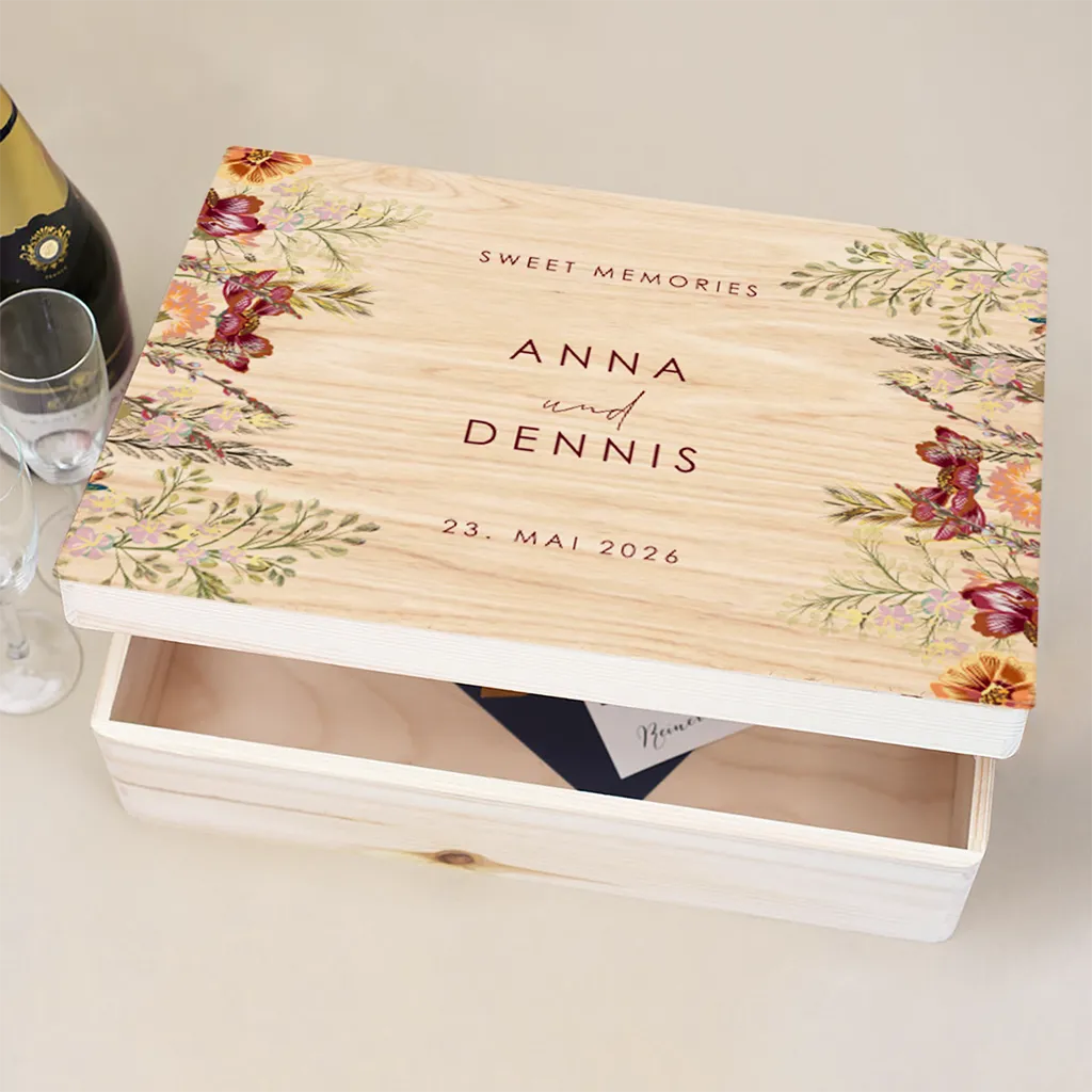 Erinnerungsbox Hochzeit mit farbenfrohen Feldblumen