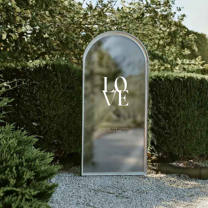 Moderner Aufkleber Spiegel Hochzeit "Love"