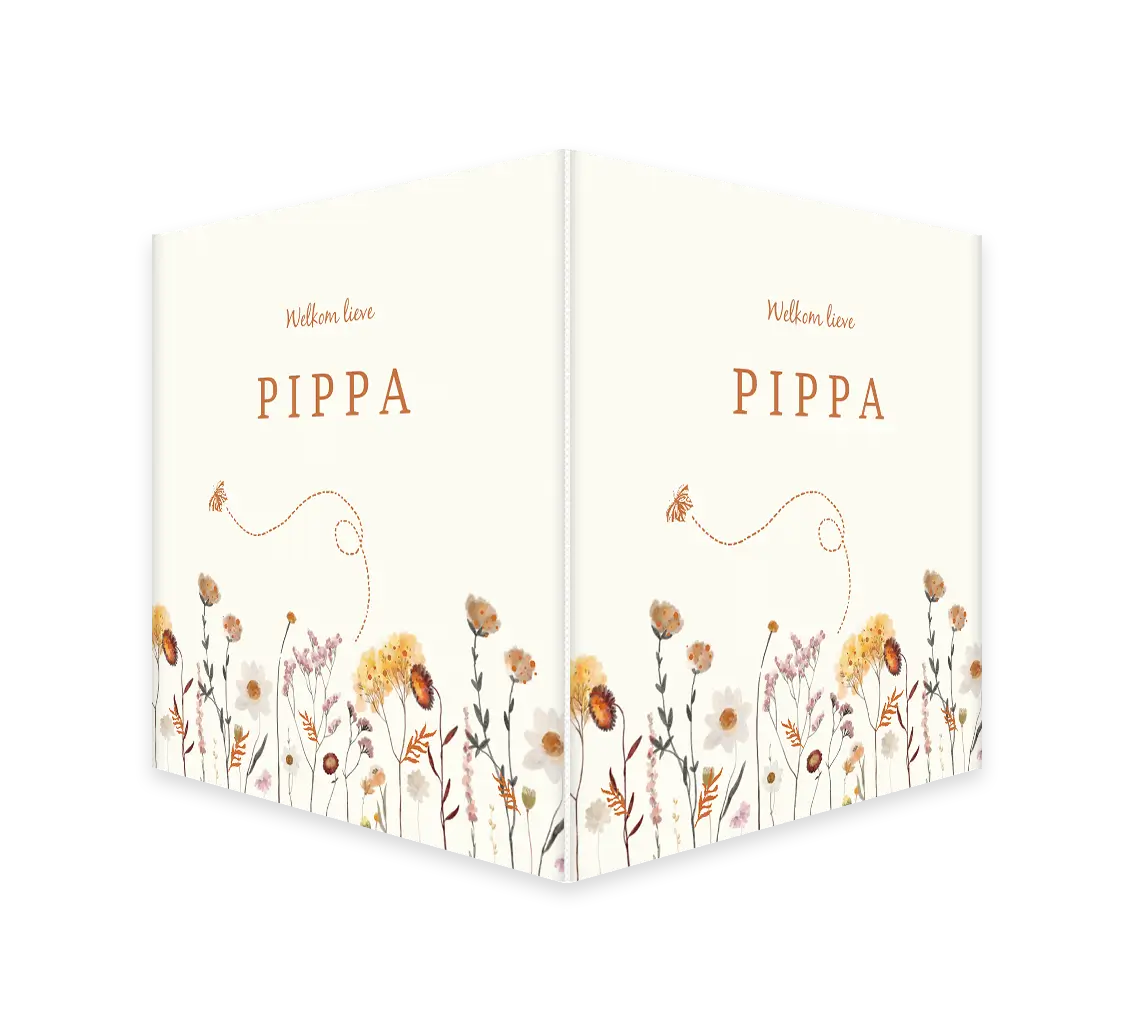 Raambord vierkant met veldbloemen en vlinder