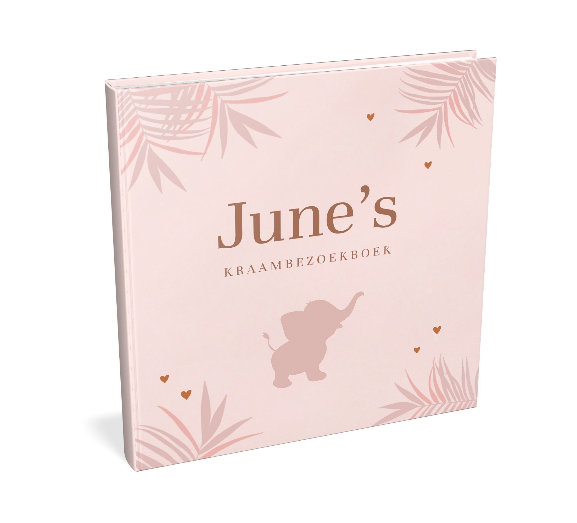 Lichtroze kraambezoekboek met olifantje