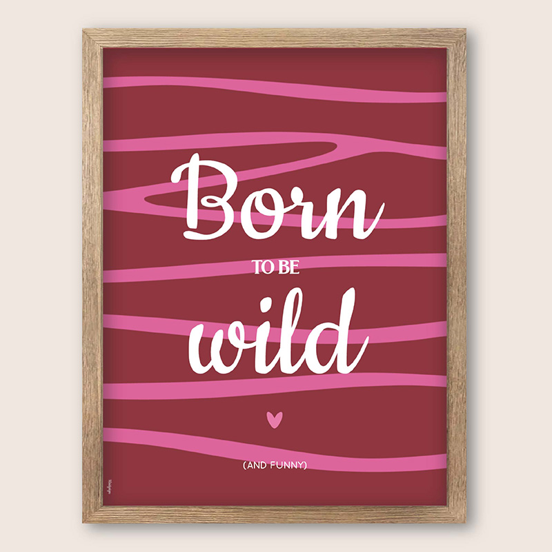 Poster zebraprint roze rood – Born to be wild