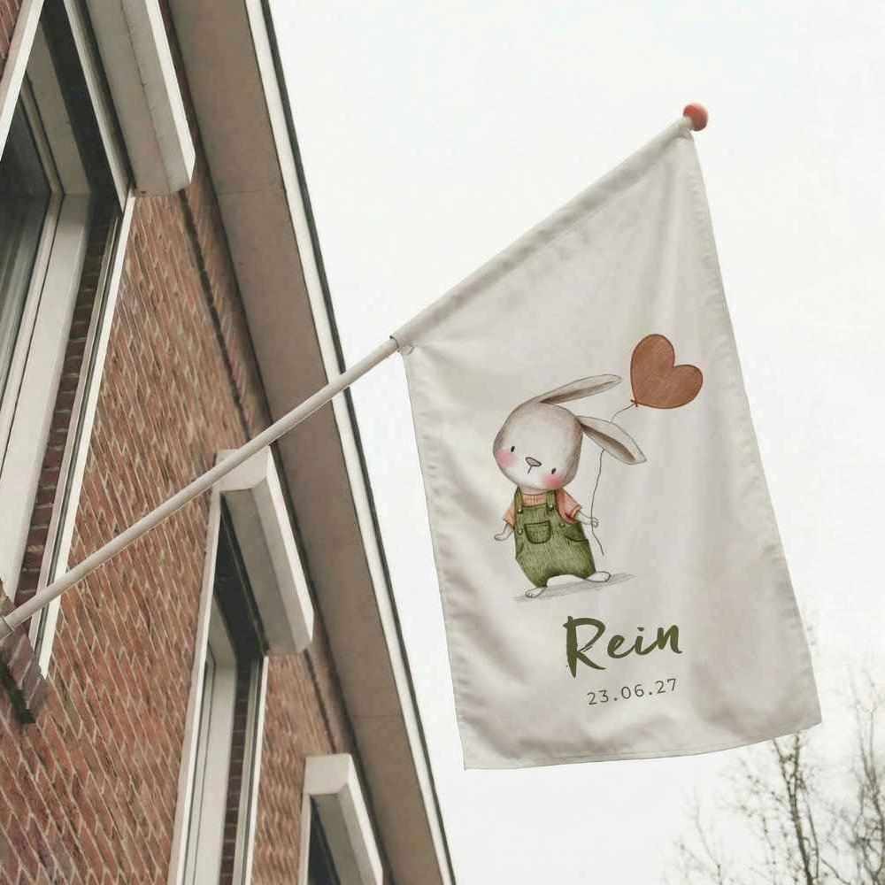 Geboortevlag konijntje ballon hartje