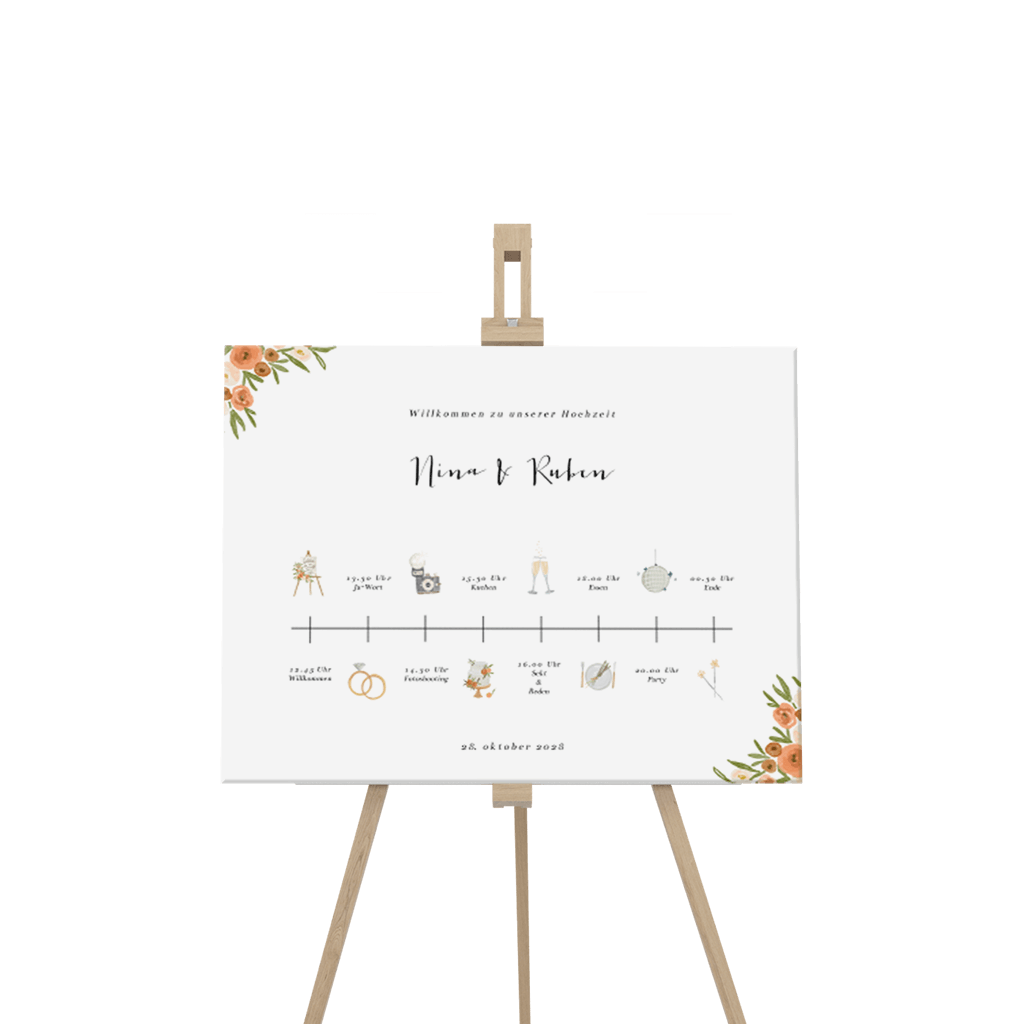 Programmplakat Hochzeit mit Blumen
