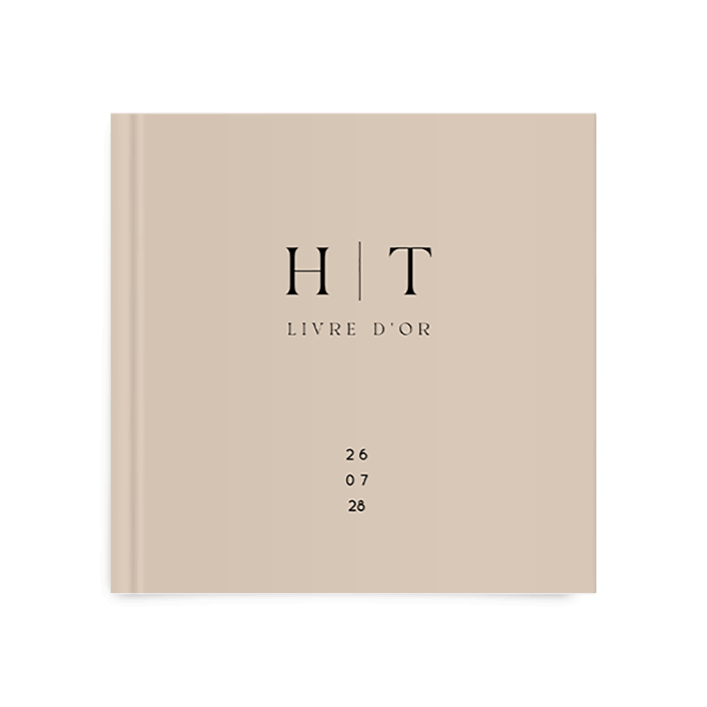 Livre d'or minimaliste avec initiales en typographie classique