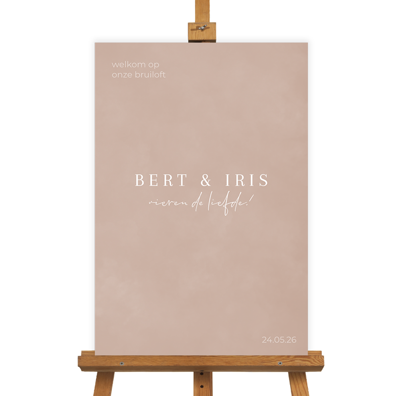 Modern welkomstbord taupe velvetlook