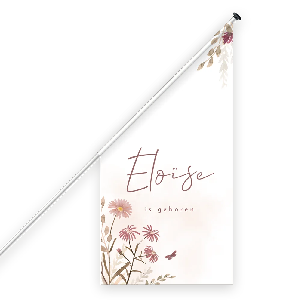 Geboortvlag voor meisje met vintage bloemen