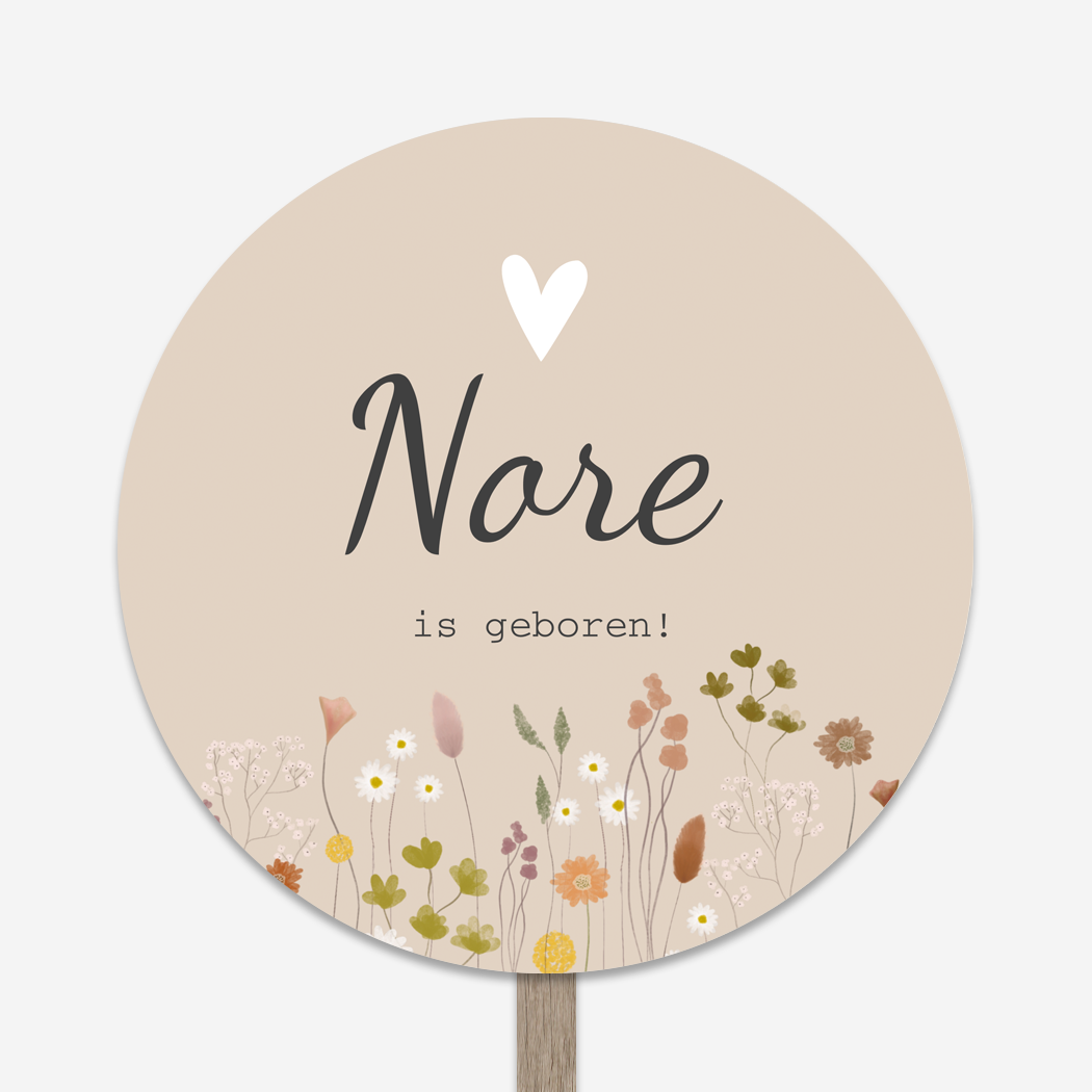 Tuinbord Rond Bloemen Beige