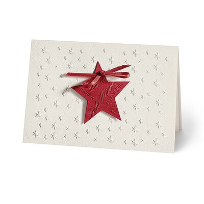Private Weihnachtskarte in Sternchenprägung und rotem Stern 