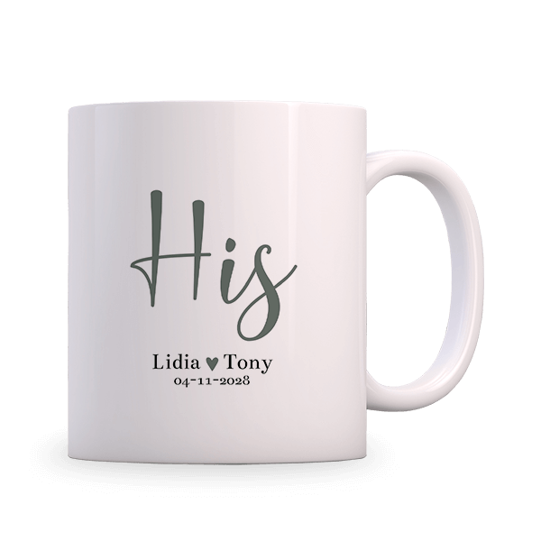 Personalisierte Tasse His, Hochzeitsgeschenk