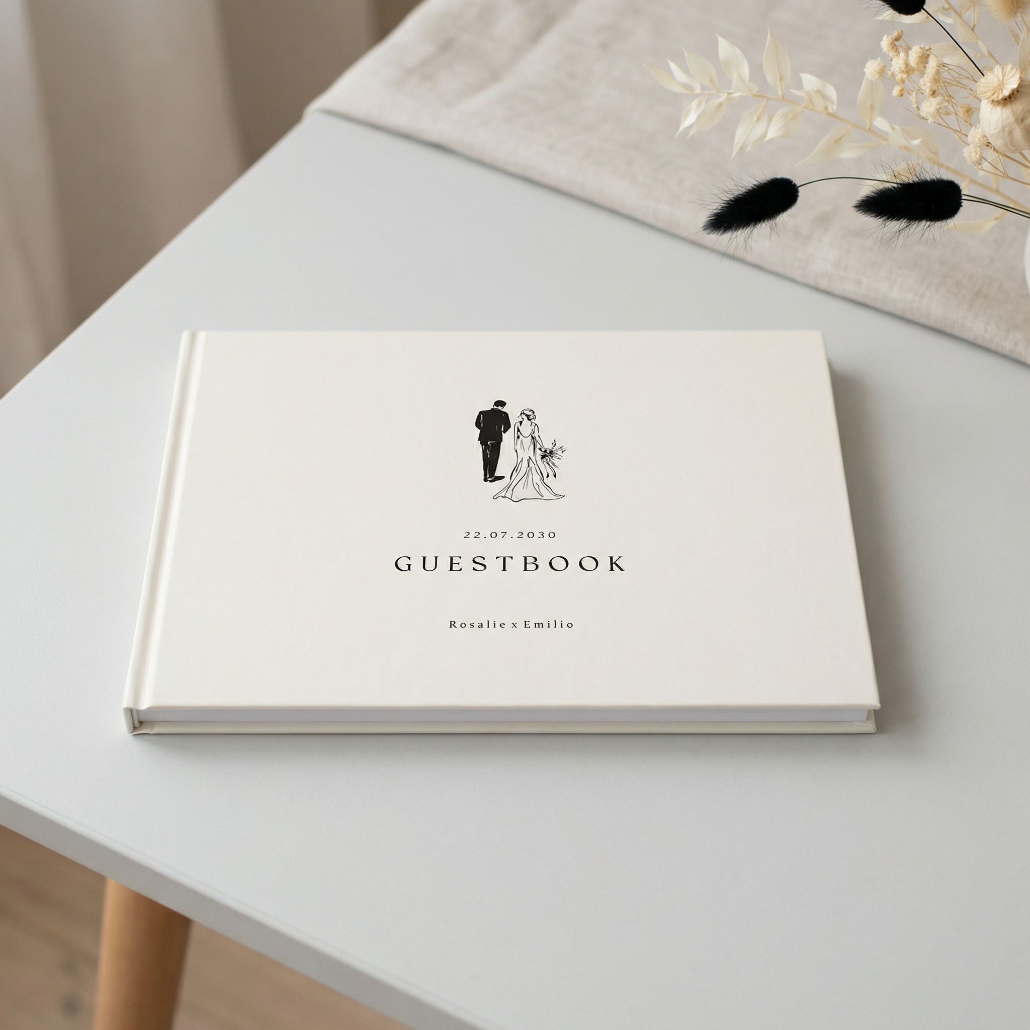 Gastenboek bruiloft illustratie bruidspaar