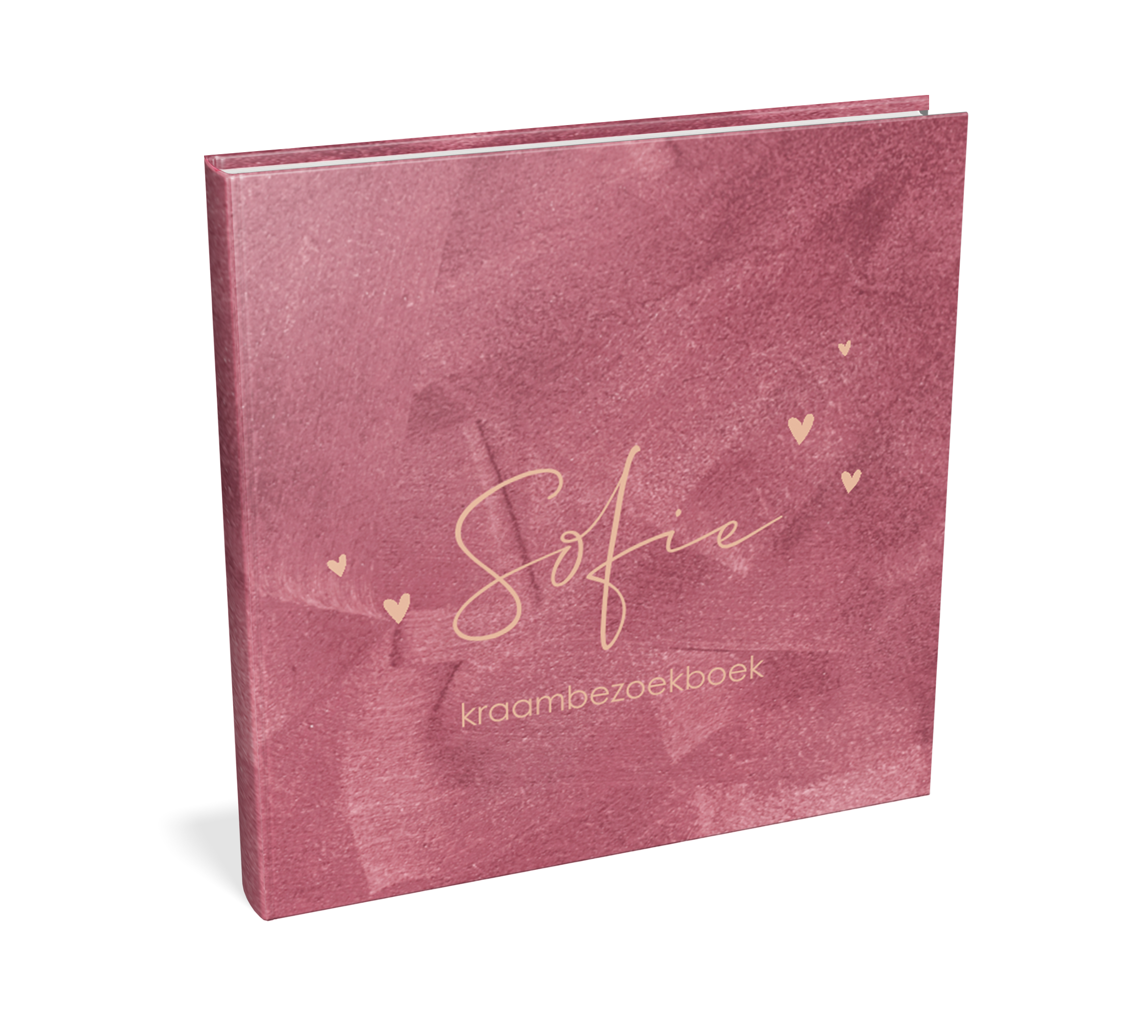 Kraambezoekboek meisje met roze velvet-look en hartjes