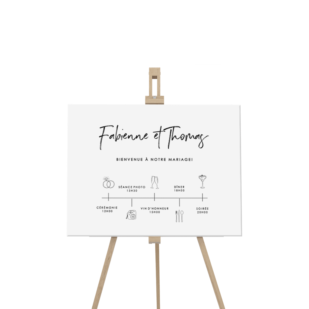 Panneau de bienvenue avec le programme de la journée