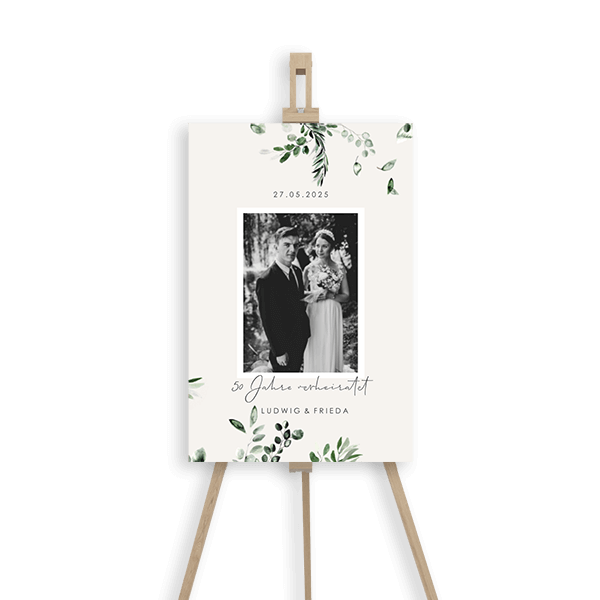 Botanisches Willkommensschild für Jubiläum mit eigenem Foto