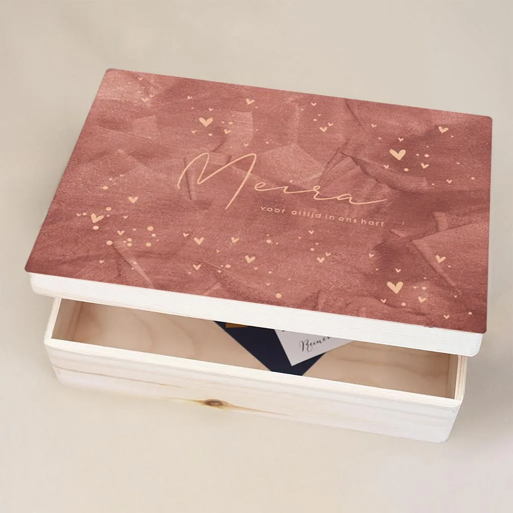 Memorybox overlijden baby | Herinneringskist met hartjes design