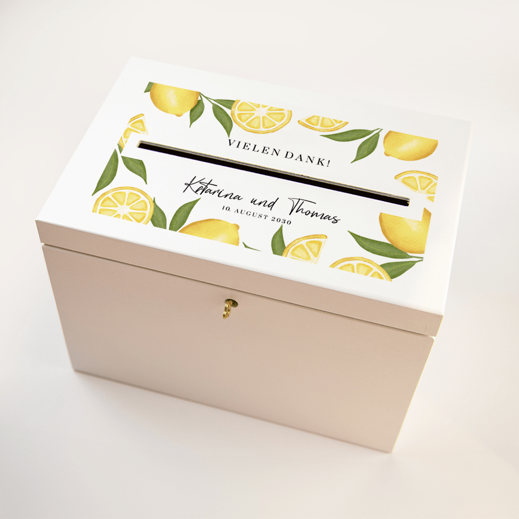 Umschlagbox Hochzeit mit Zitronen