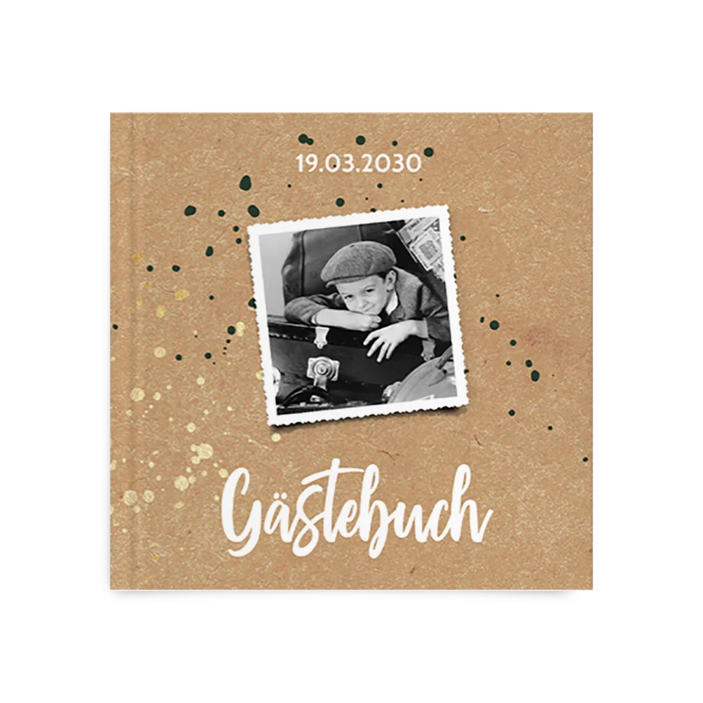 Kraftlook Gästebuch Geburtstag mit Foto und Farbklechsen