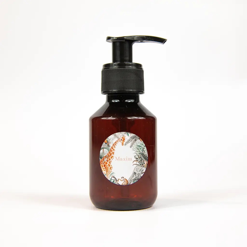 Naamsticker met giraffe, aapjes en vogels - per vel