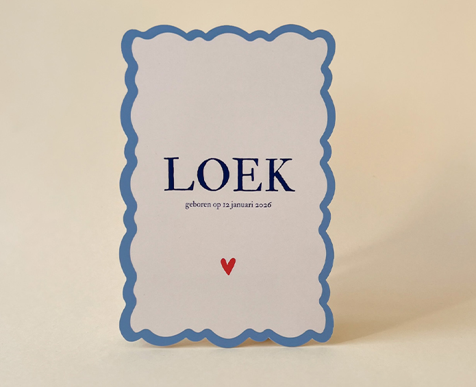 Geboortekaartje boogjesrand beige blauw