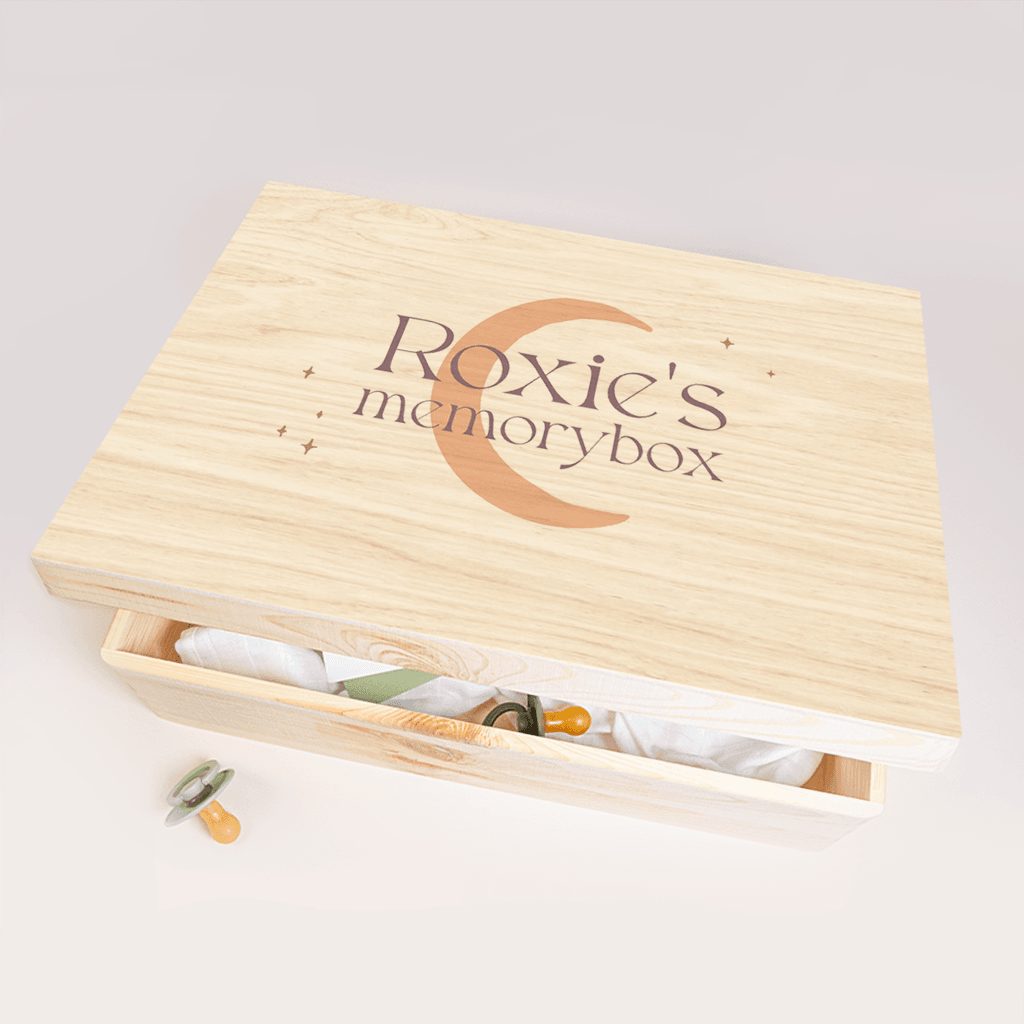 Memory box met naam, maan en sterren