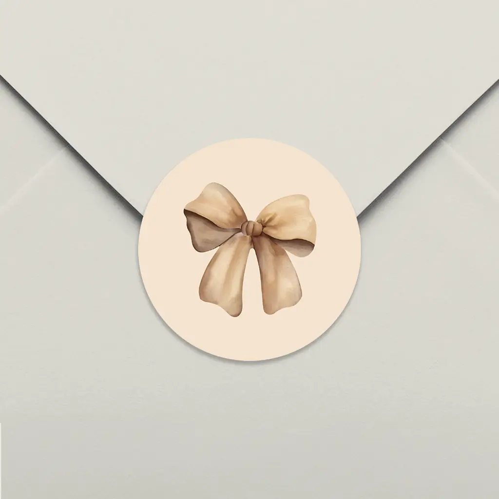 Sluitsticker klassiek bruine strik - per 25 stuks