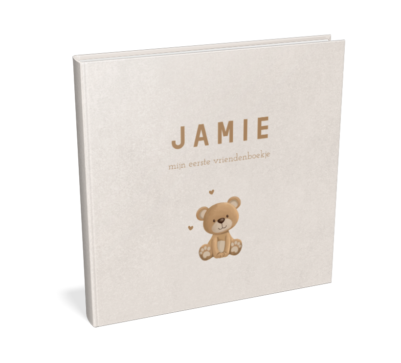 Beige kraambezoekboek met schattig beertje