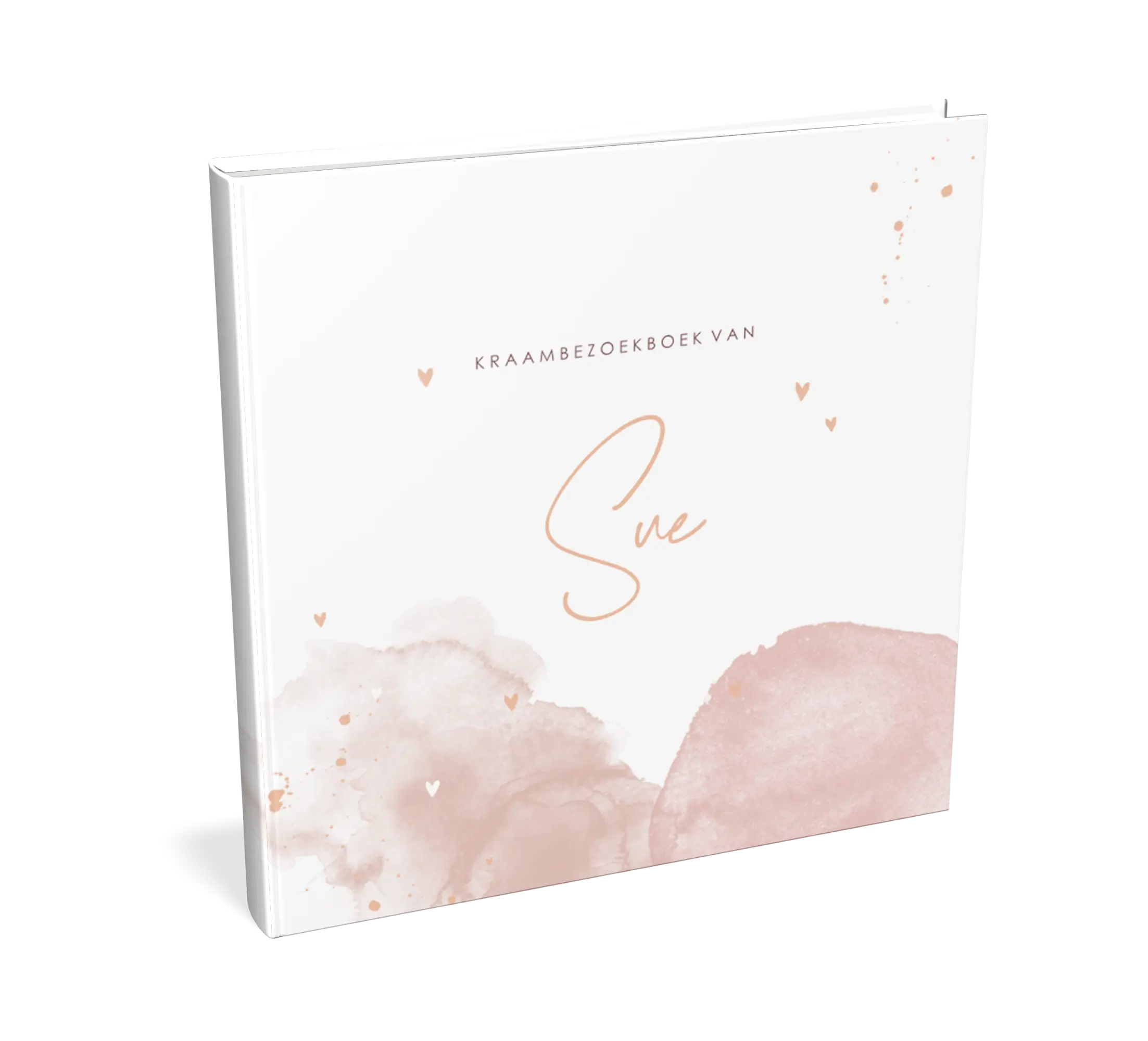 Kraambezoekboek met roze watercolour en spetters