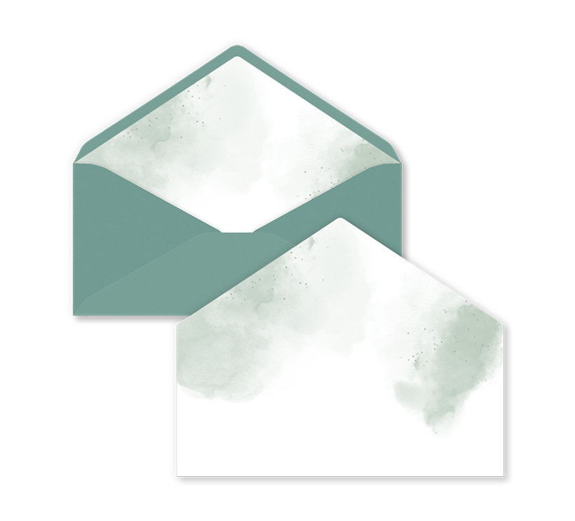 Envelop inlay met groene watercolour voor 22 x 11 envelop