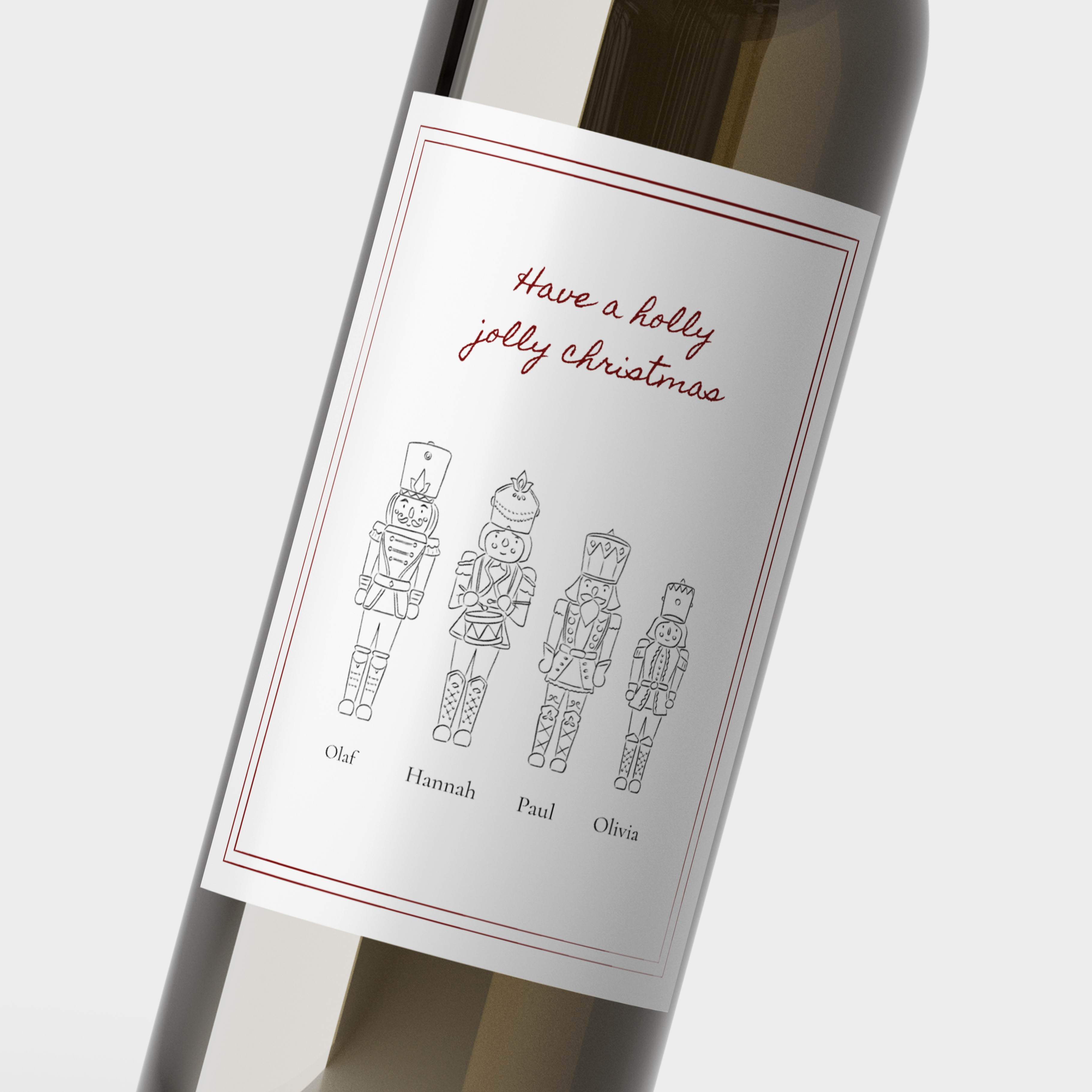 Wijnetiket feestdagen notenkraker familie | 5 stuks