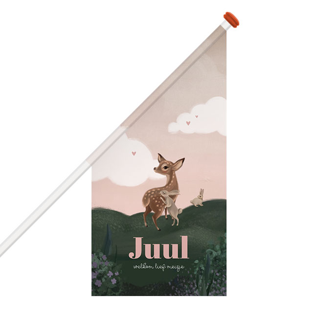 Lief hertje geboortevlag voor een meisje