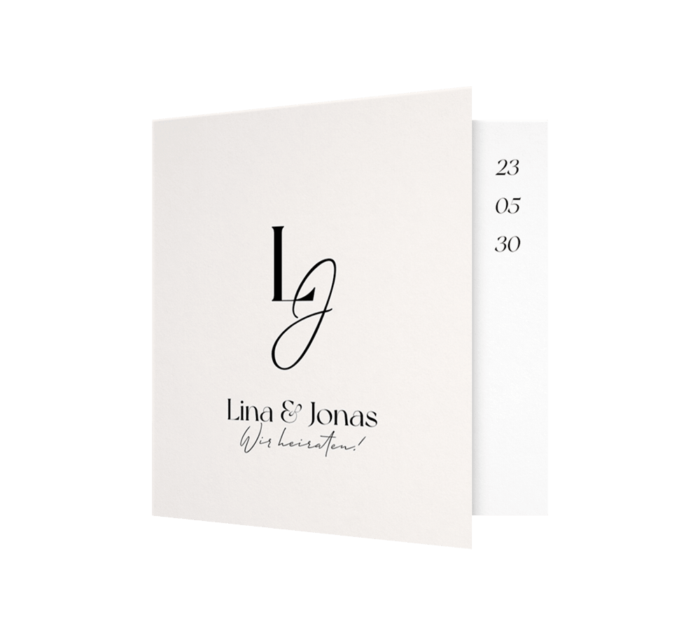 Klassische Hochzeitseinladung mit eleganten Initialen