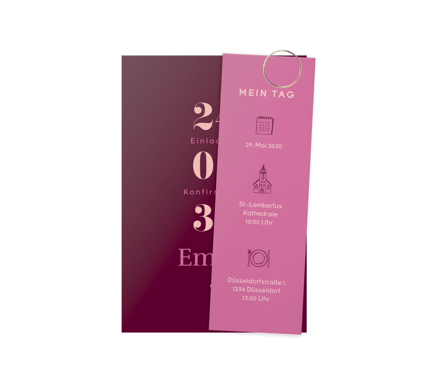 Einladung zur Konfirmation mit Colorblocking und Fotolabel