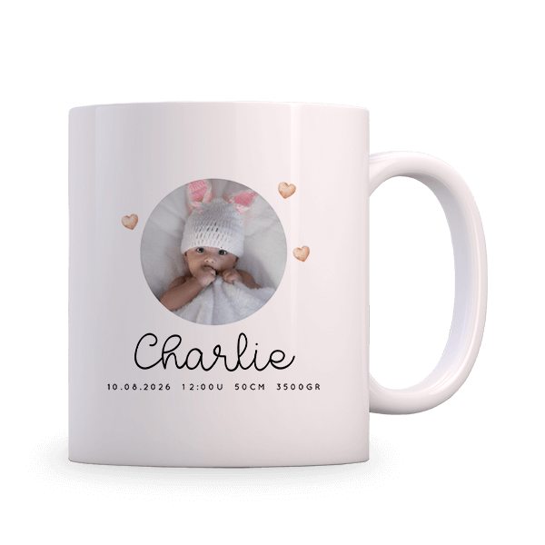Personalisierbare Tasse zur Geburt des Babys