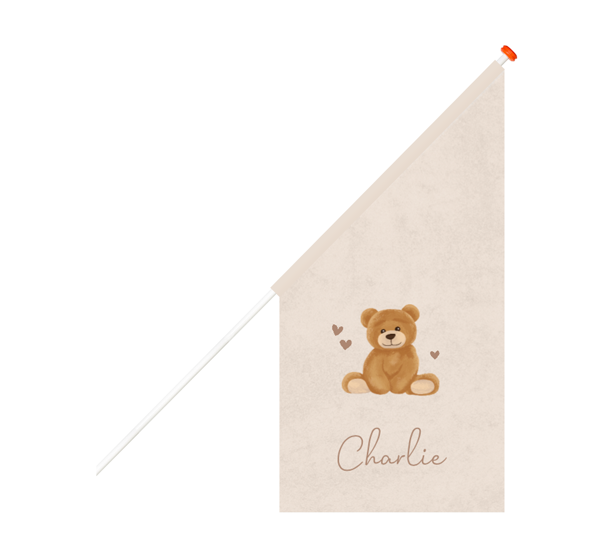 Geboortevlag velvet-look met teddybeer en hartjes