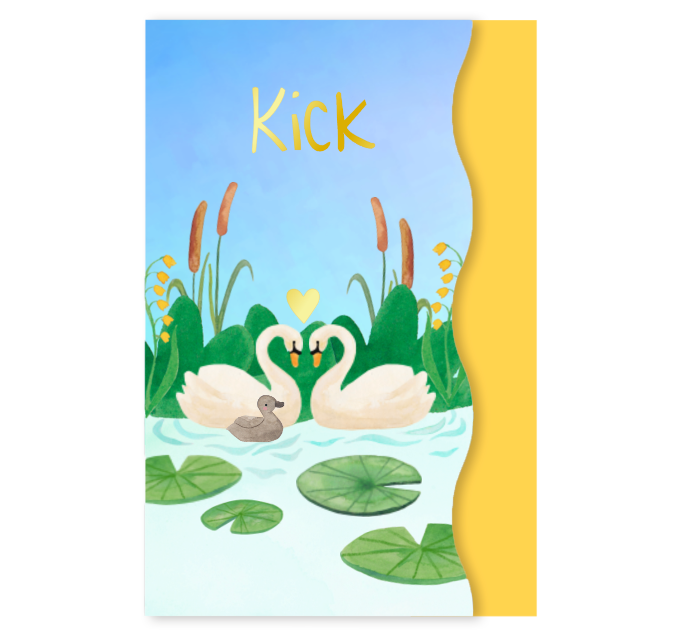 Geboortekaartje 'Kick' golvende rand | Zwaantjes in de natuur