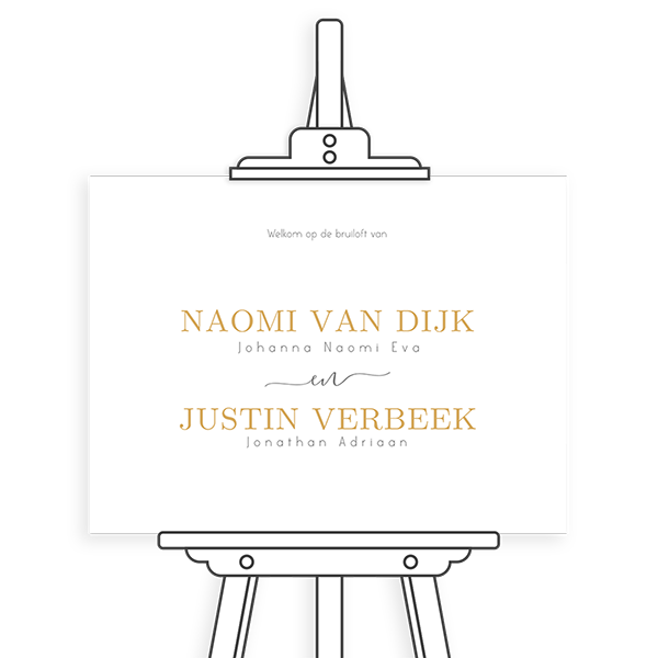 Liggend welkomstbord bruiloft 