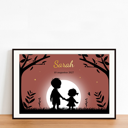 luxe poster broer en zusje goudfolie