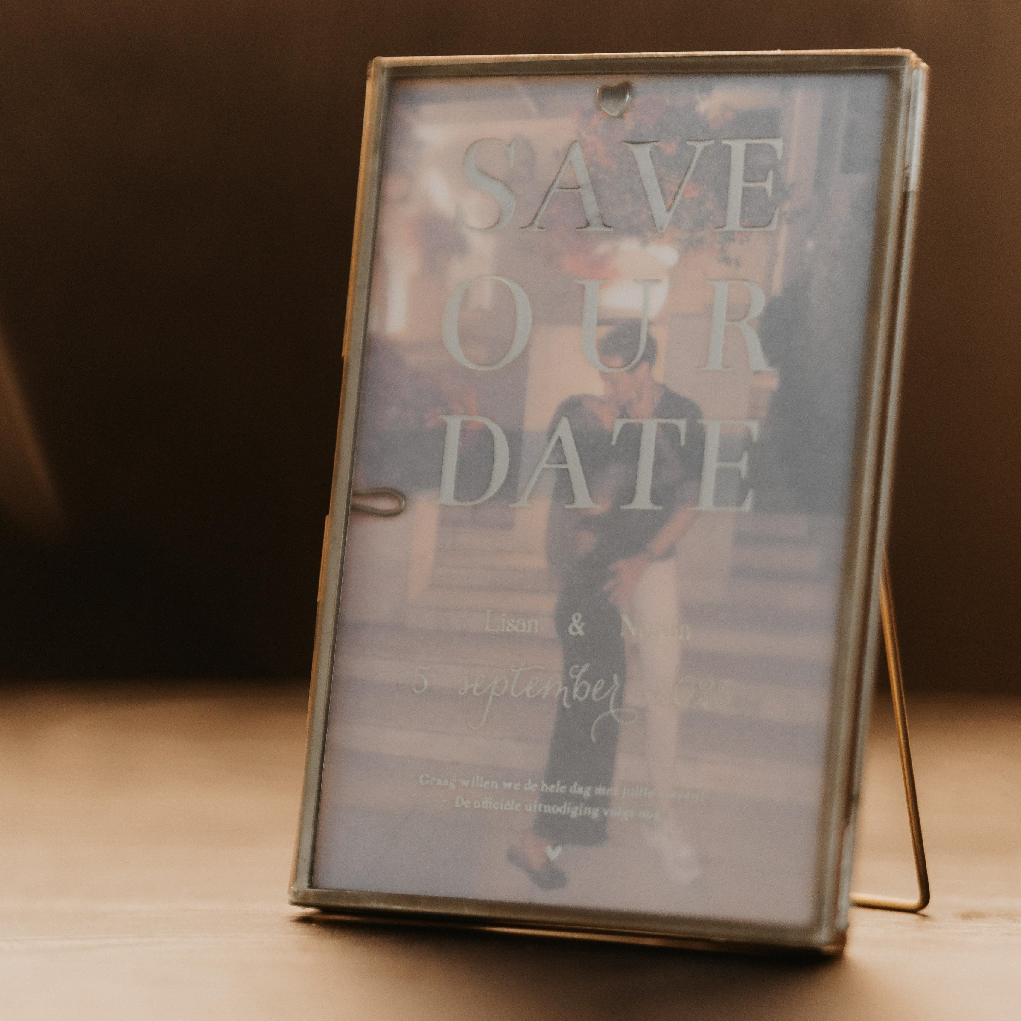 kalkpapier trouwkaart voorblad goudfolie