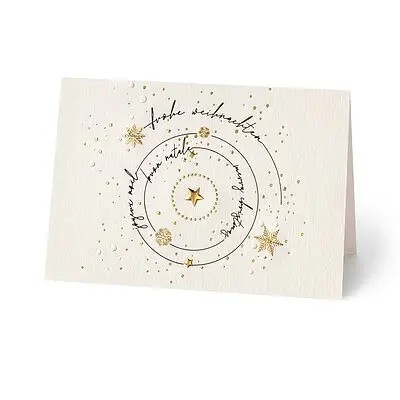 Geschäftliche Weihnachtskarte Sternenzauber mit Goldprägung