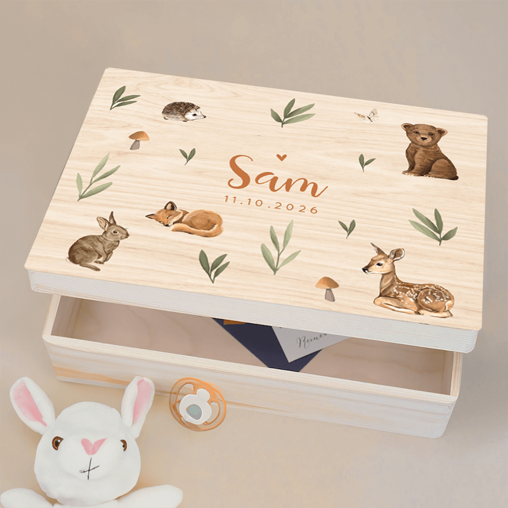 Boîte à souvenirs avec bébé animaux