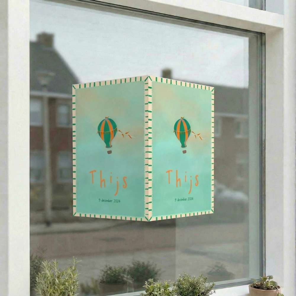 Raambord geboorte kleurrijk luchtballon