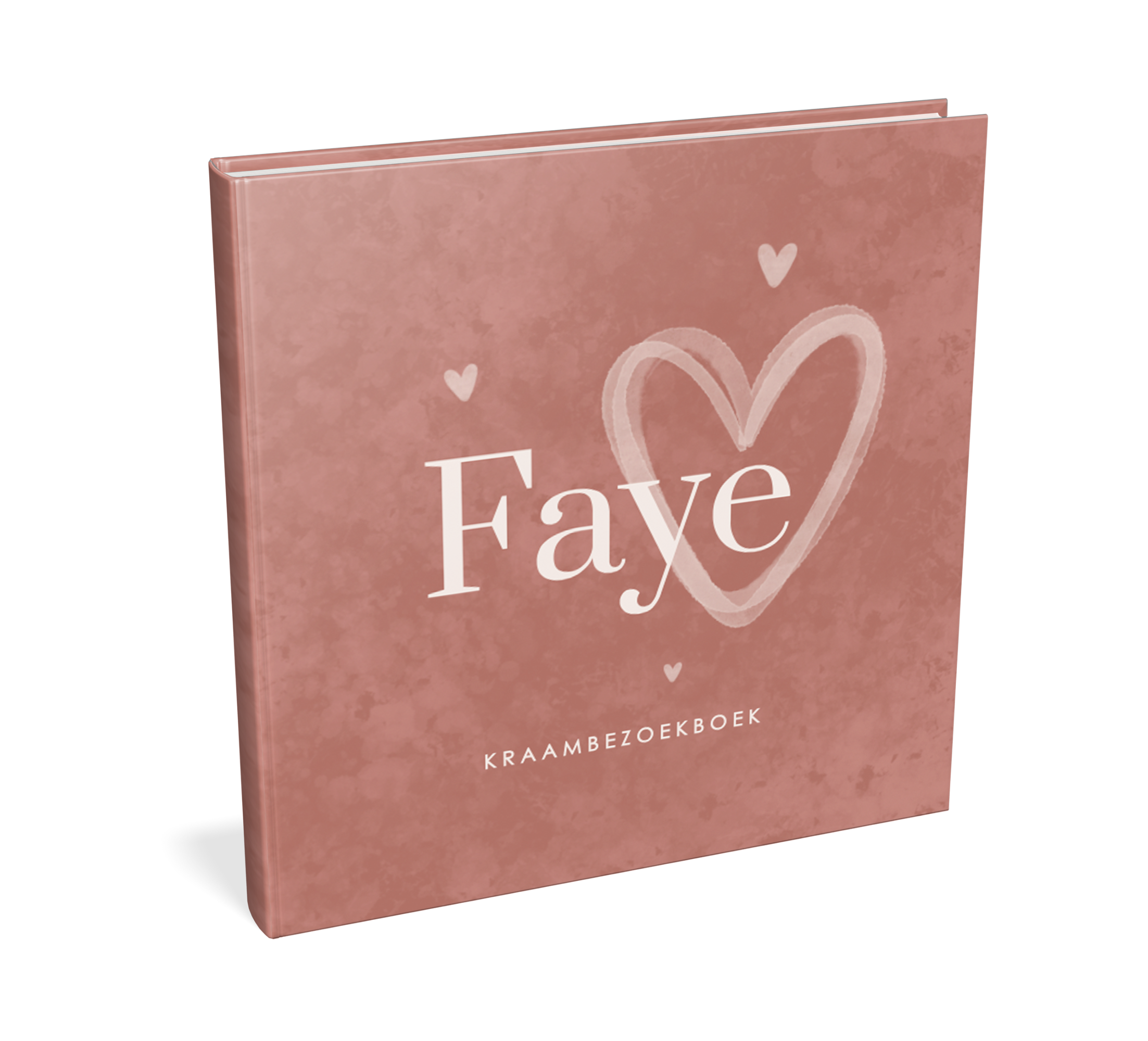 Kraambezoekboek met roze velvet-look en hartjes