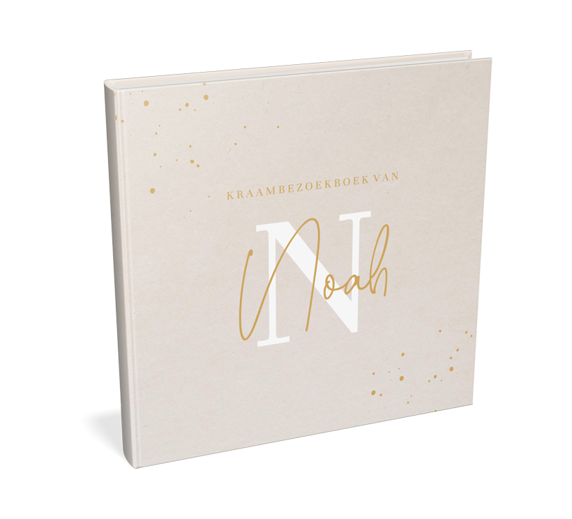 Kraambezoekboek beige met initiaal