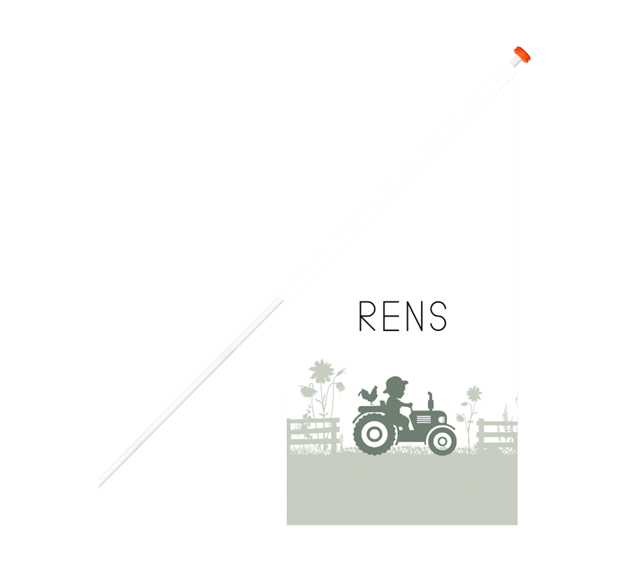 Geboortevlag groen met silhouet jongen op tractor