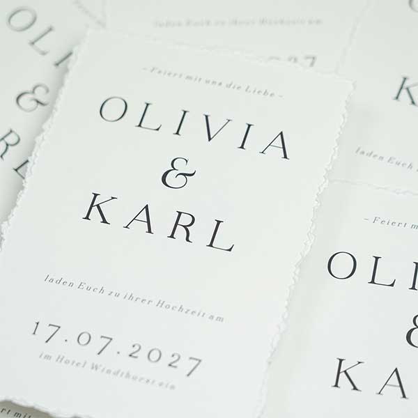 Minimalistische Hochzeitseinladung Büttenpapier-Look (DIY*)